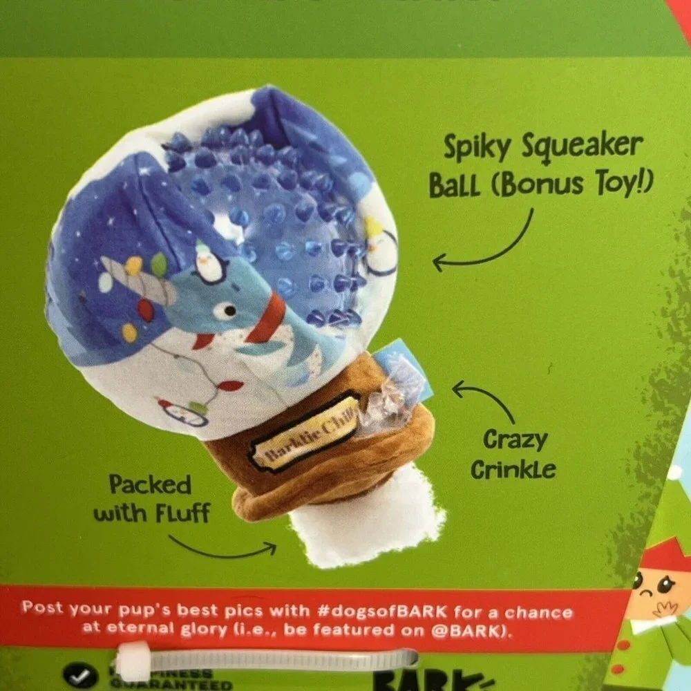 New Bark Gnawty or Nice Narwhal Snow Globe Barktic Chill Plush Dog Toy Barkbox